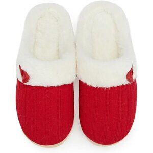 〽️Women's Red NineCiFun Slip Slippers Memory Foam Warm Plush House Shoes